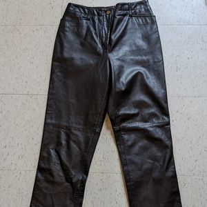 Lauren Ralph Lauren Brown Leather Pants Vintage Early 2000s